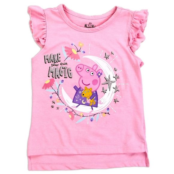 PINK Peppa Pig Toddler Girls T-Shirt 2T 3T Make Magic Moon Silver Glitter - Picture 1 of 1